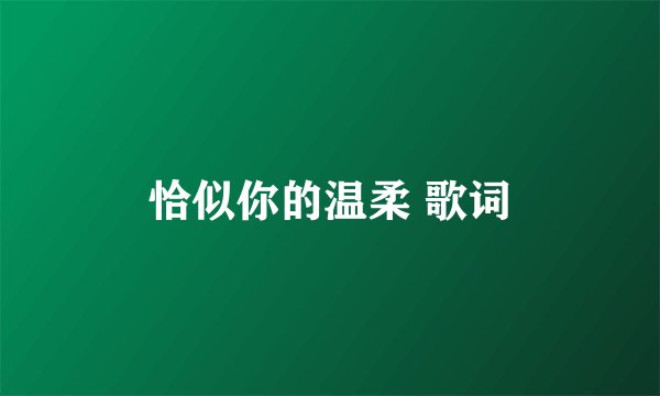 恰似你的温柔 歌词