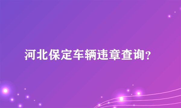 河北保定车辆违章查询？
