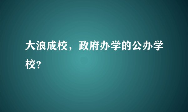 大浪成校,政府办学的公办学校?