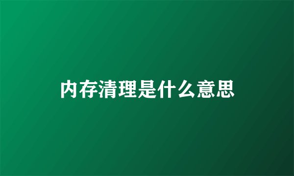 内存清理是什么意思