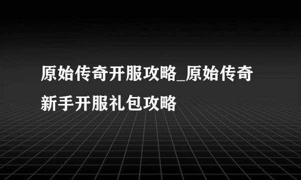 原始传奇开服攻略_原始传奇新手开服礼包攻略