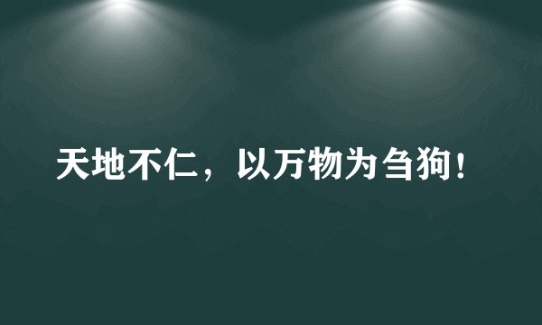 天地不仁，以万物为刍狗！