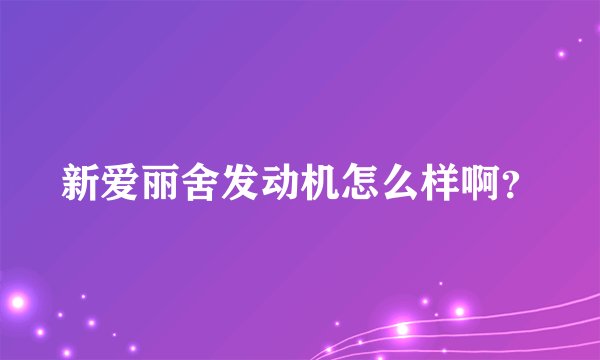 新爱丽舍发动机怎么样啊？