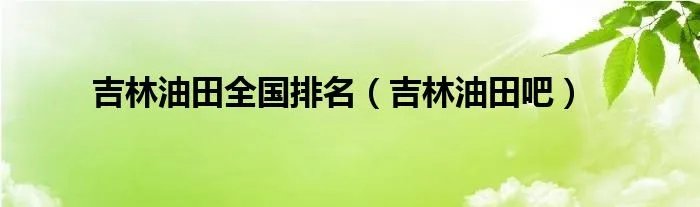 吉林油田全国排名（吉林油田吧）