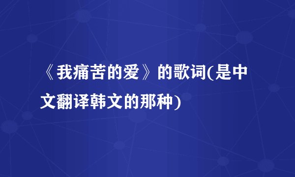 《我痛苦的爱》的歌词(是中文翻译韩文的那种)