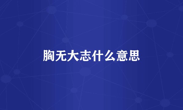 胸无大志什么意思