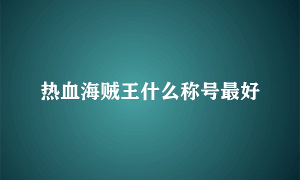 热血海贼王什么称号最好