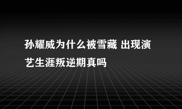 孙耀威为什么被雪藏 出现演艺生涯叛逆期真吗