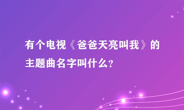 有个电视《爸爸天亮叫我》的主题曲名字叫什么？