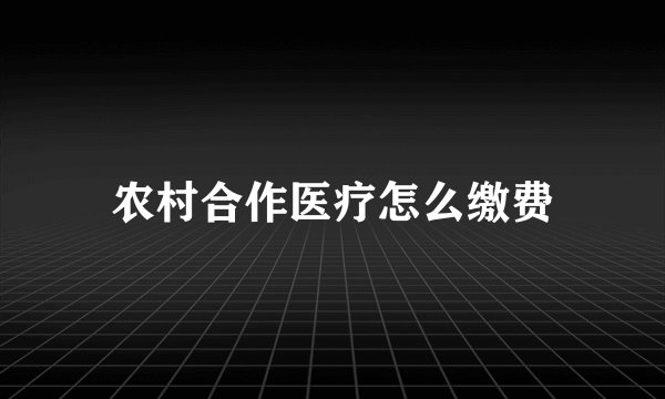农村合作医疗怎么缴费