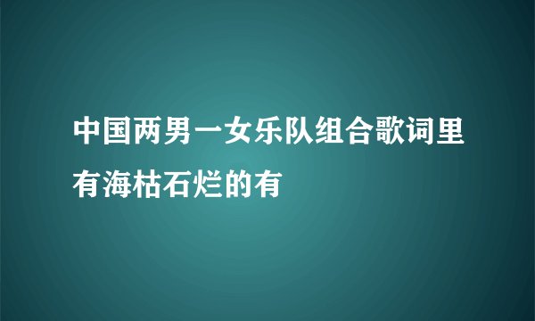 中国两男一女乐队组合歌词里有海枯石烂的有