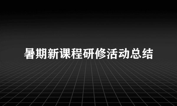 暑期新课程研修活动总结