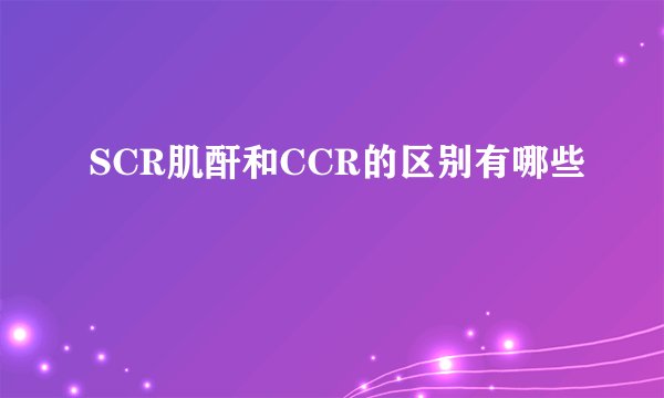 SCR肌酐和CCR的区别有哪些