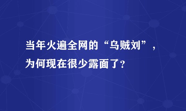 当年火遍全网的“乌贼刘”，为何现在很少露面了？