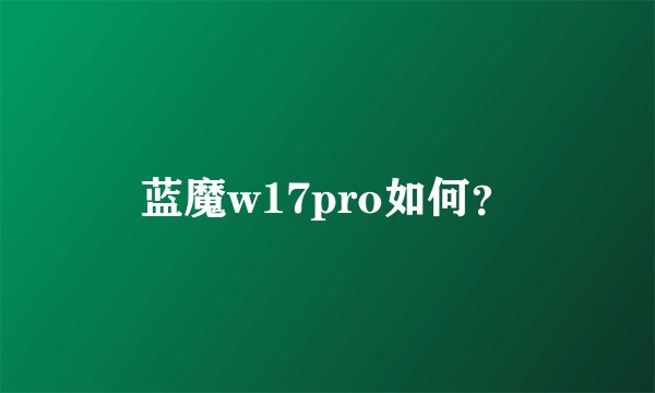 蓝魔w17pro如何?