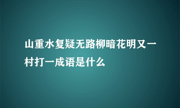 山重水复疑无路柳暗花明又一村打一成语是什么