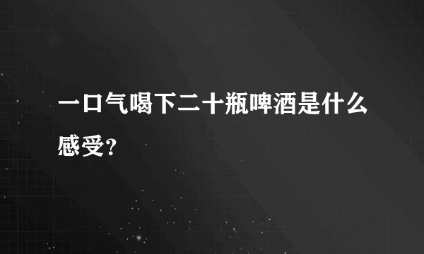 一口气喝下二十瓶啤酒是什么感受?