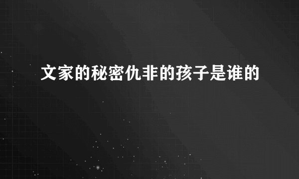 文家的秘密仇非的孩子是谁的