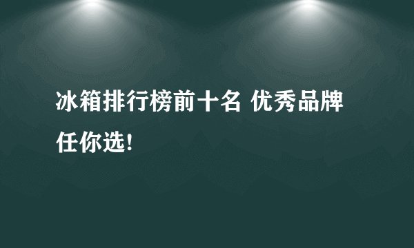 冰箱排行榜前十名 优秀品牌任你选!