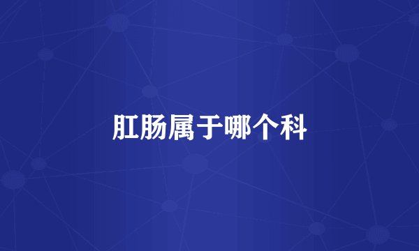 肛肠属于哪个科