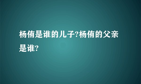 杨侑是谁的儿子?杨侑的父亲是谁?