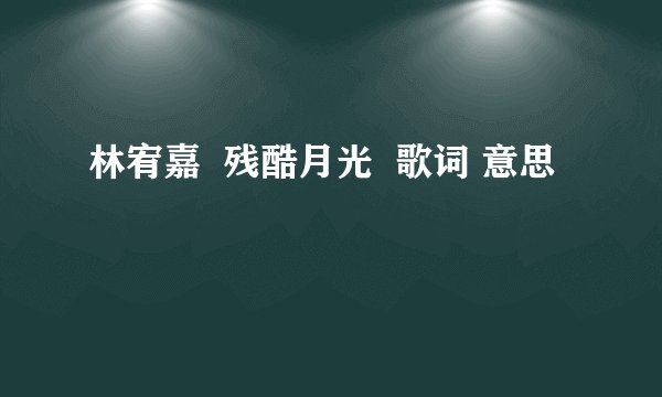 林宥嘉  残酷月光  歌词 意思
