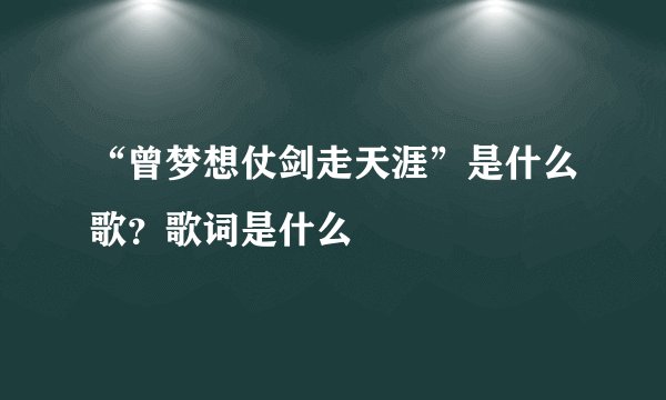 “曾梦想仗剑走天涯”是什么歌？歌词是什么