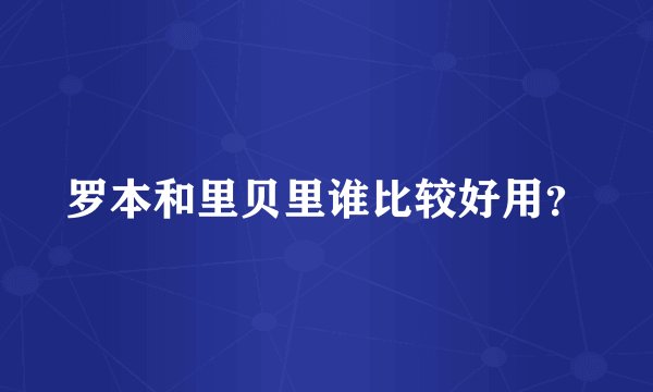 罗本和里贝里谁比较好用？