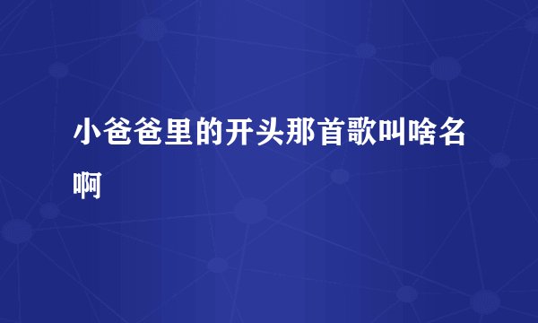 小爸爸里的开头那首歌叫啥名啊