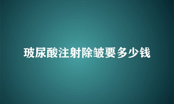 玻尿酸注射除皱要多少钱