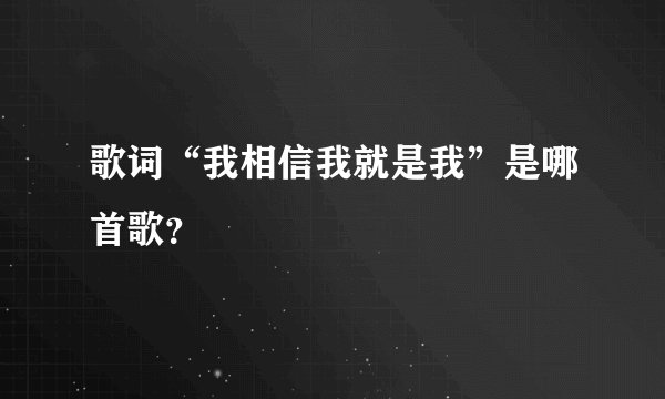 歌词“我相信我就是我”是哪首歌？