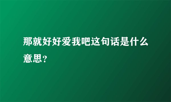 那就好好爱我吧这句话是什么意思？