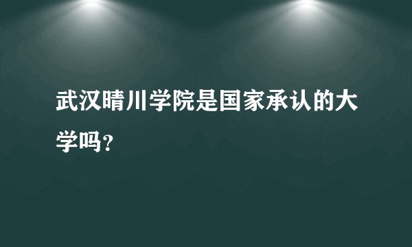 武汉晴川学院是国家承认的大学吗？