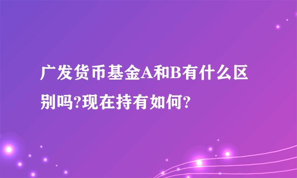 广发货币基金A和B有什么区别吗?现在持有如何?
