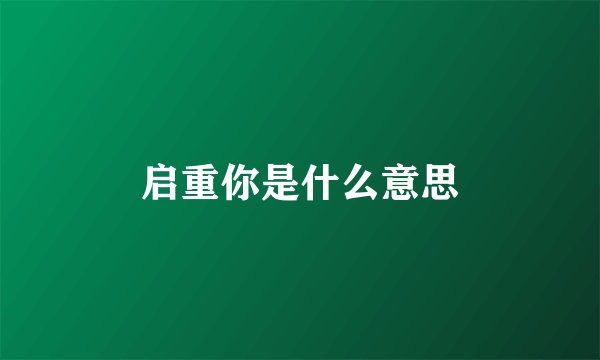 启重你是什么意思
