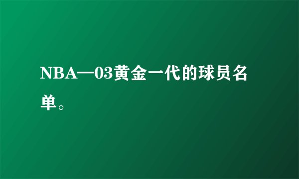 NBA—03黄金一代的球员名单。