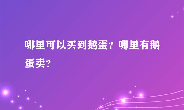 哪里可以买到鹅蛋？哪里有鹅蛋卖？