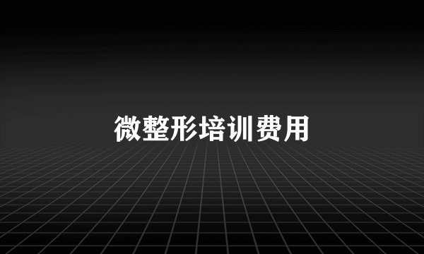 微整形培训费用