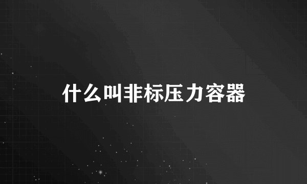 什么叫非标压力容器