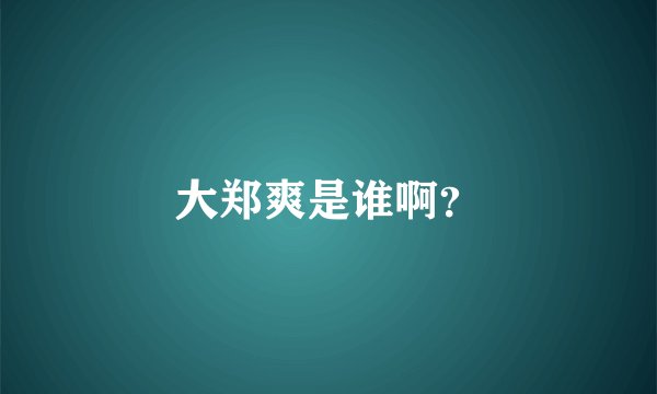 大郑爽是谁啊？