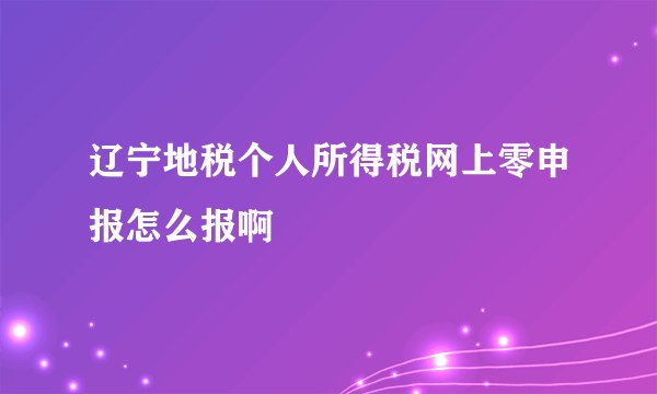 辽宁地税个人所得税网上零申报怎么报啊