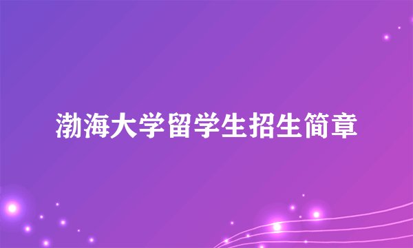 渤海大学留学生招生简章