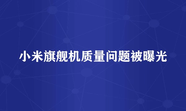 小米旗舰机质量问题被曝光