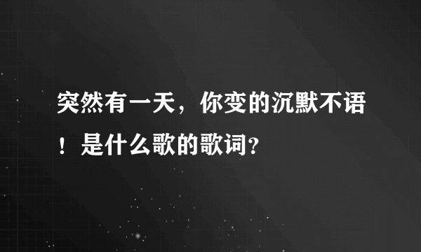 突然有一天，你变的沉默不语！是什么歌的歌词？