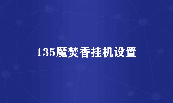 135魔焚香挂机设置