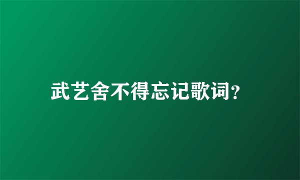 武艺舍不得忘记歌词？