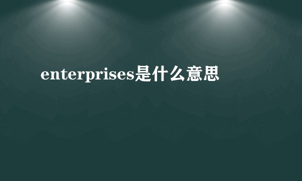 enterprises是什么意思