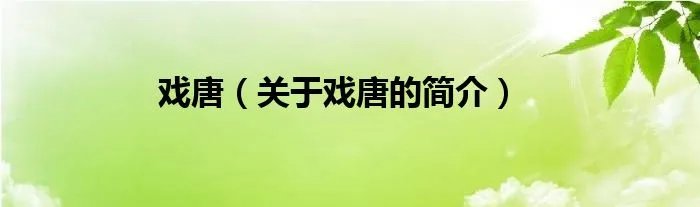戏唐（关于戏唐的简介）