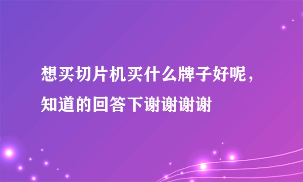 想买切片机买什么牌子好呢，知道的回答下谢谢谢谢