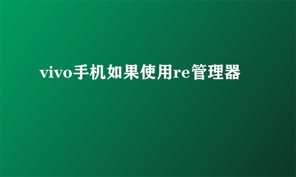vivo手机如果使用re管理器